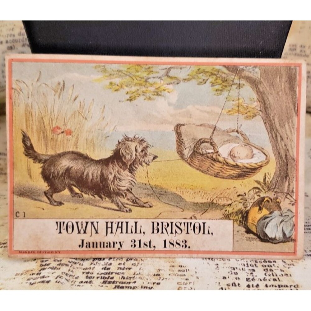 Vintage Victorian Trading Card 4" X 3" -  Ad for Town Hall 1/31/1883 Performance